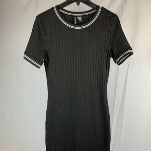 H&M Divided Black Ribbed Sporty Bodycon Dress Size 12